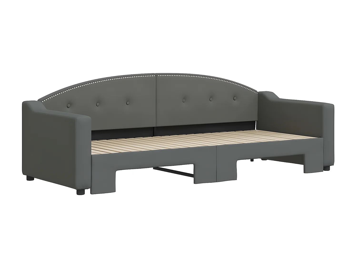 Lit de jour avec lit gigogne gris foncé 80x200 cm tissu