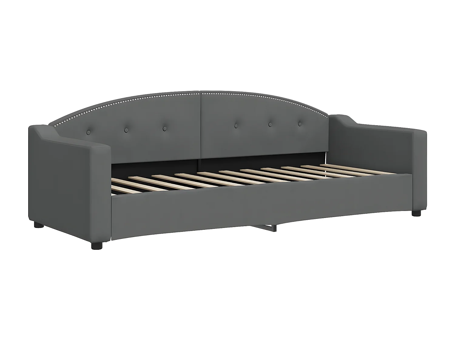 Lit de jour avec lit gigogne gris foncé 80x200 cm tissu