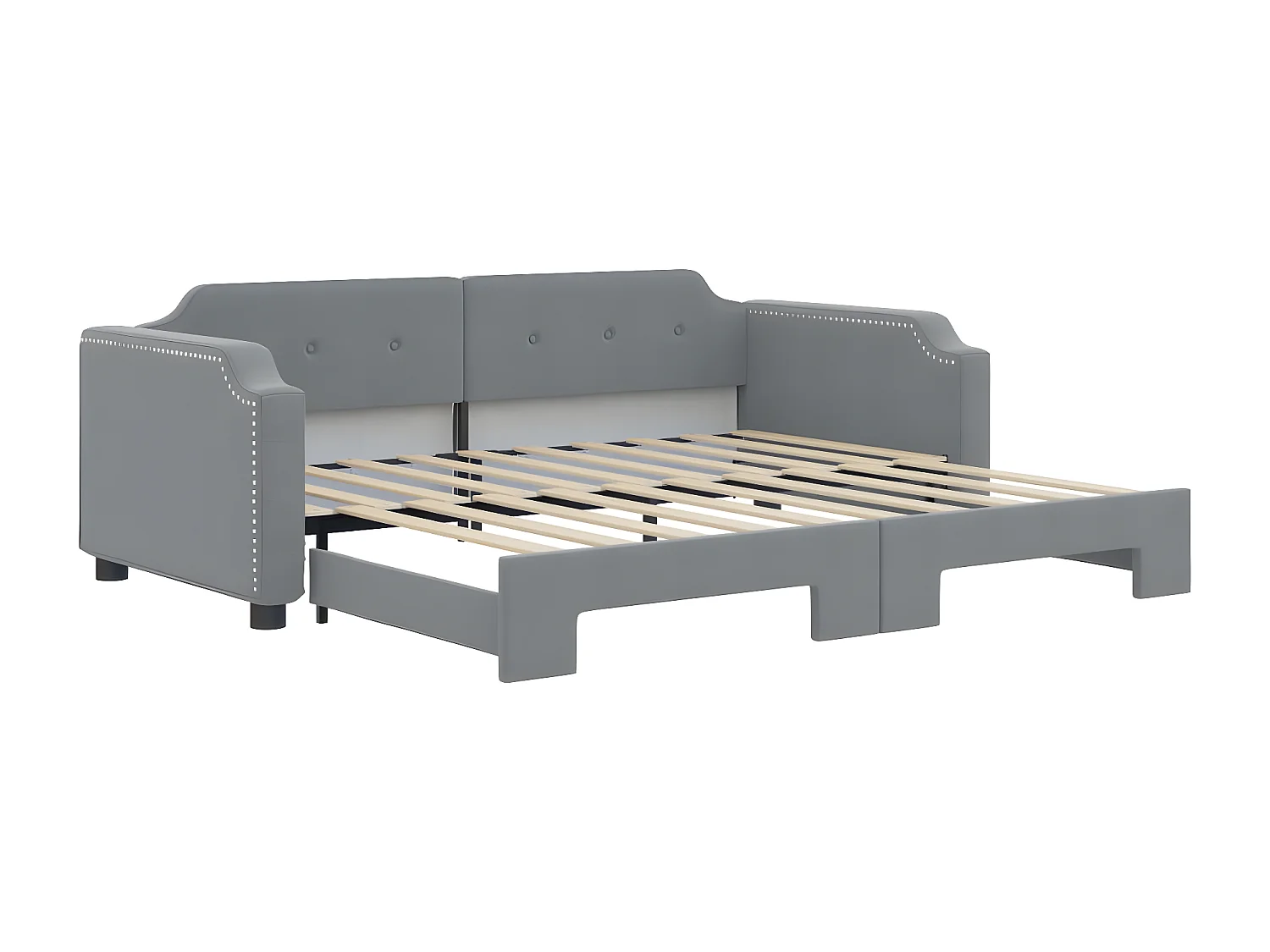 Lit de jour avec lit gigogne gris clair 90x190 cm tissu