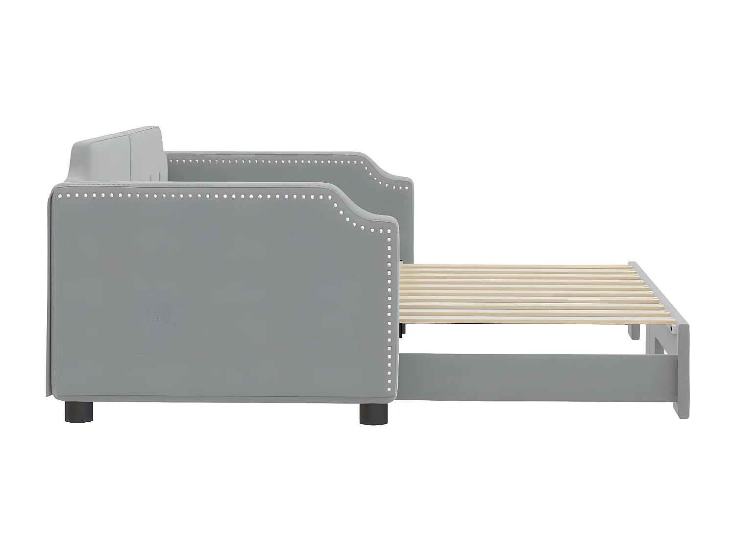 Lit de jour avec lit gigogne gris clair 90x190 cm tissu