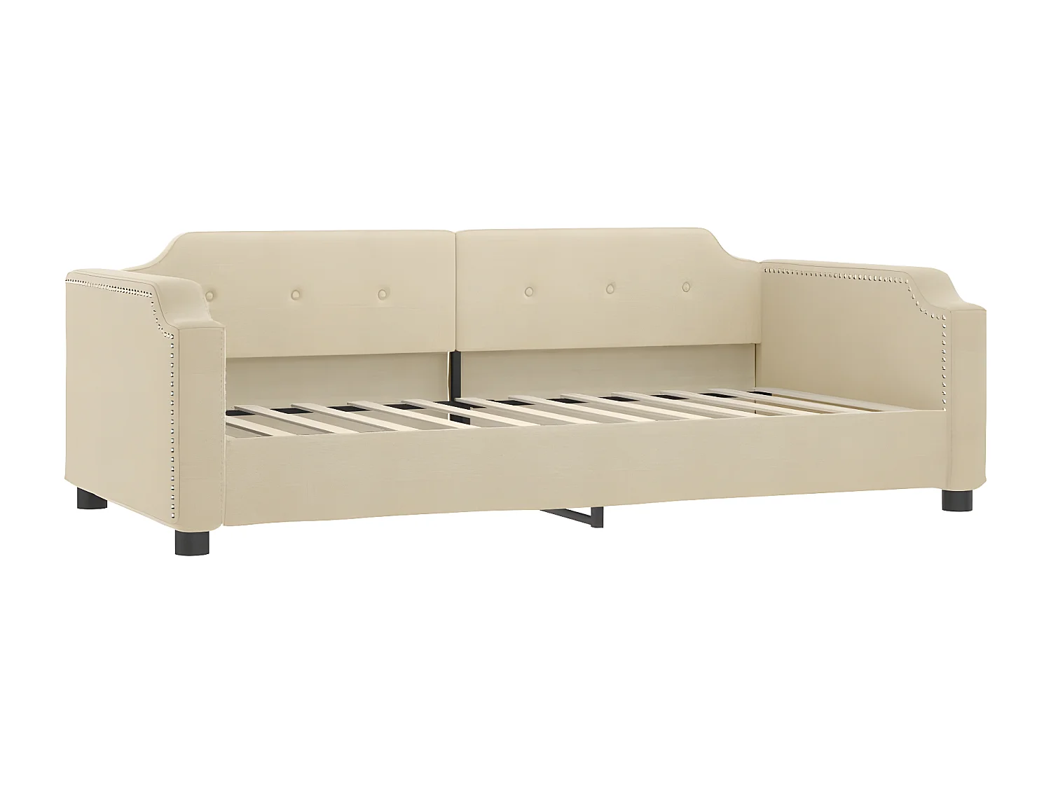 Sofá-cama com gavetão e gavetas 90x200 cm tecido cor creme