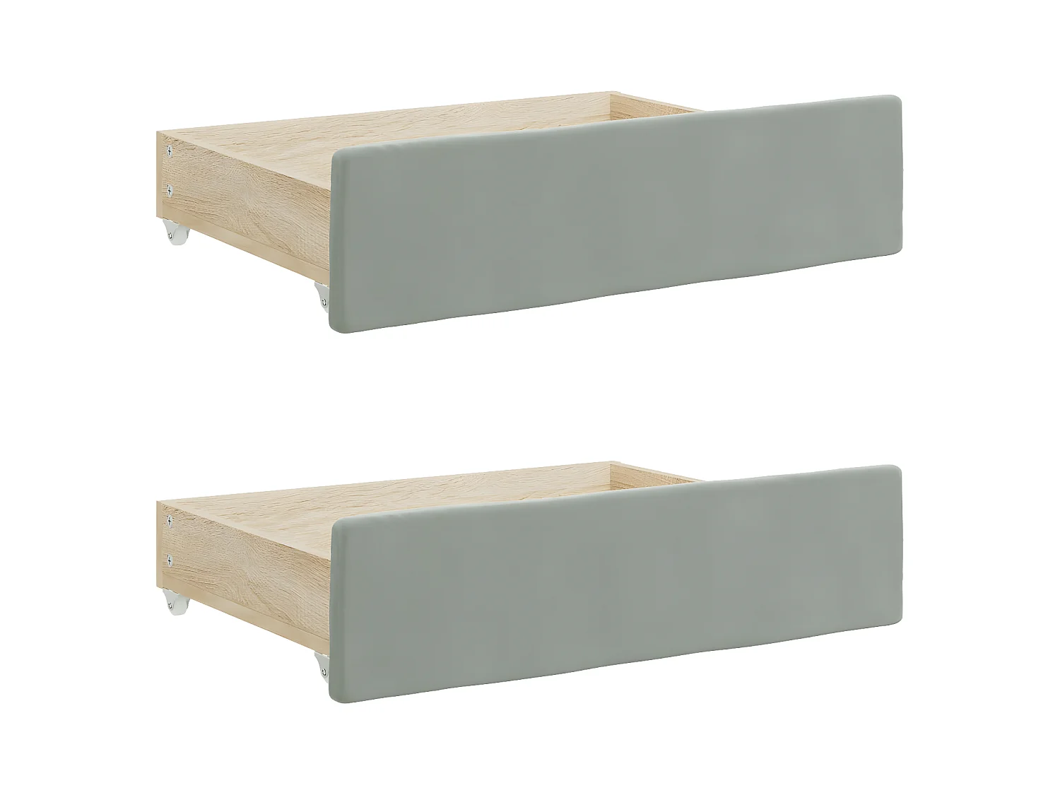 Lit de jour et gigogne et tiroirs gris clair 100x200 cm velours