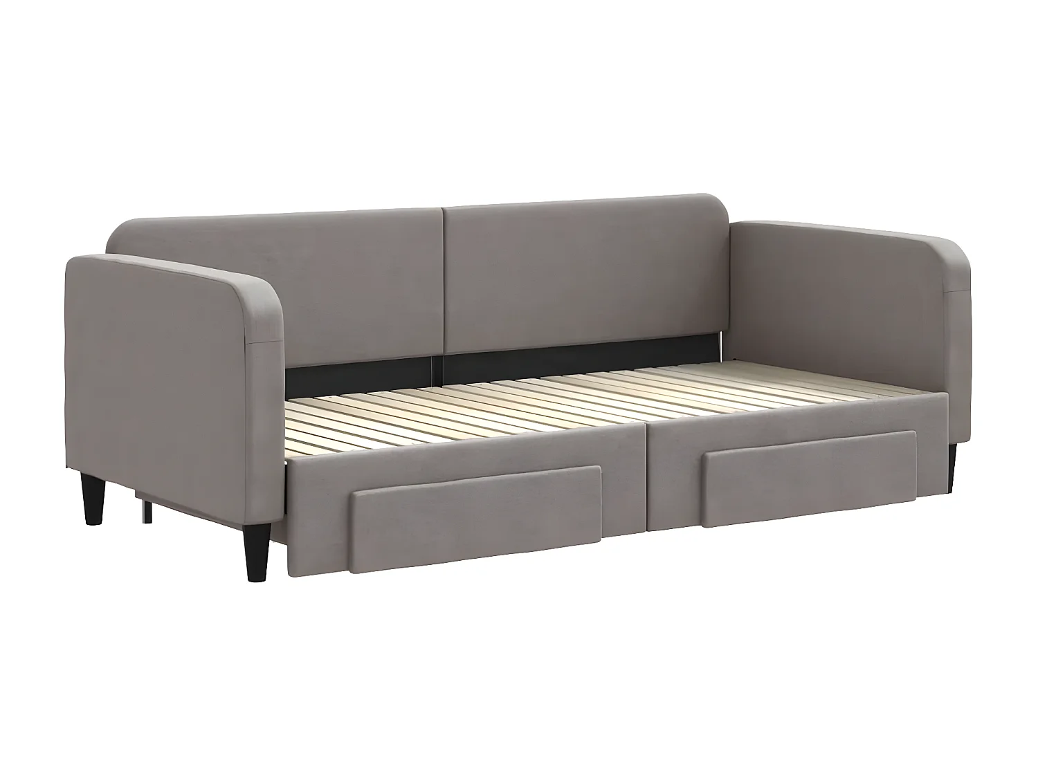 Sofá cama nido con cajones tela gris taupe 90x200 cm