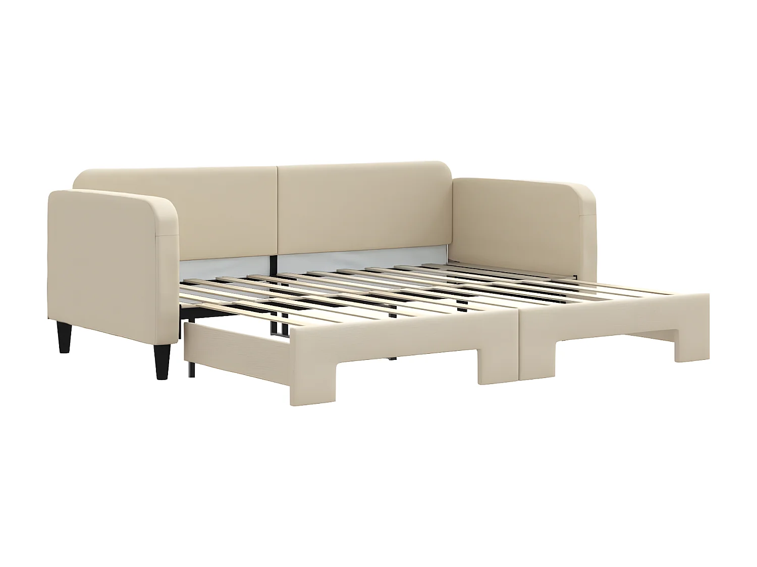 Lit de jour avec lit gigogne crème 90x200 cm tissu