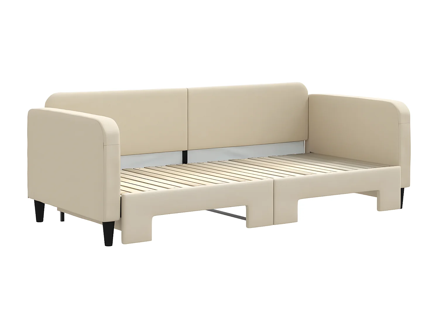 Lit de jour avec lit gigogne crème 90x200 cm tissu