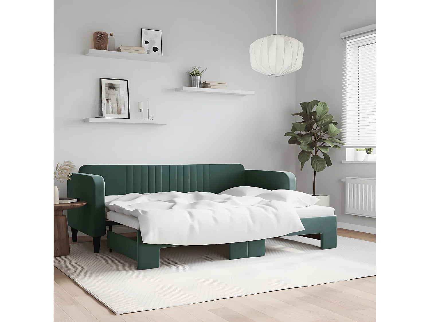 Sofá cama nido terciopelo verde oscuro 80x200 cm