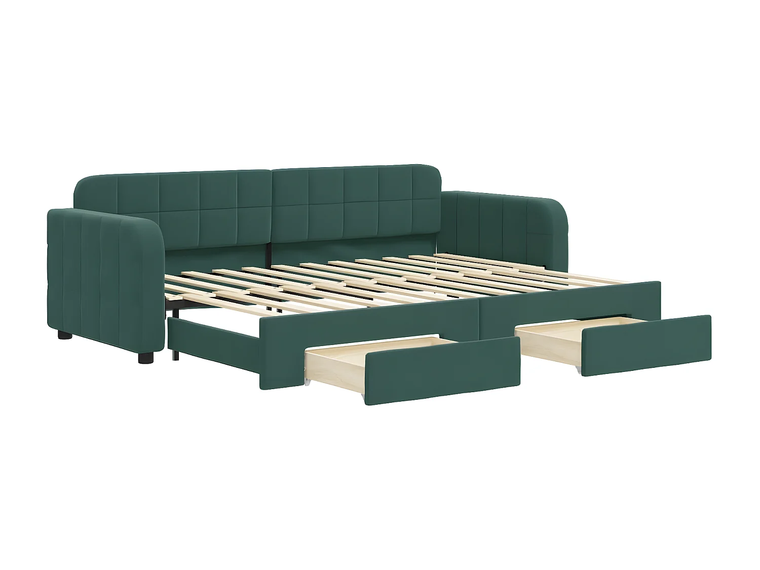 Sofá-cama c/ gavetão e gavetas 80x200cm veludo verde-escuro