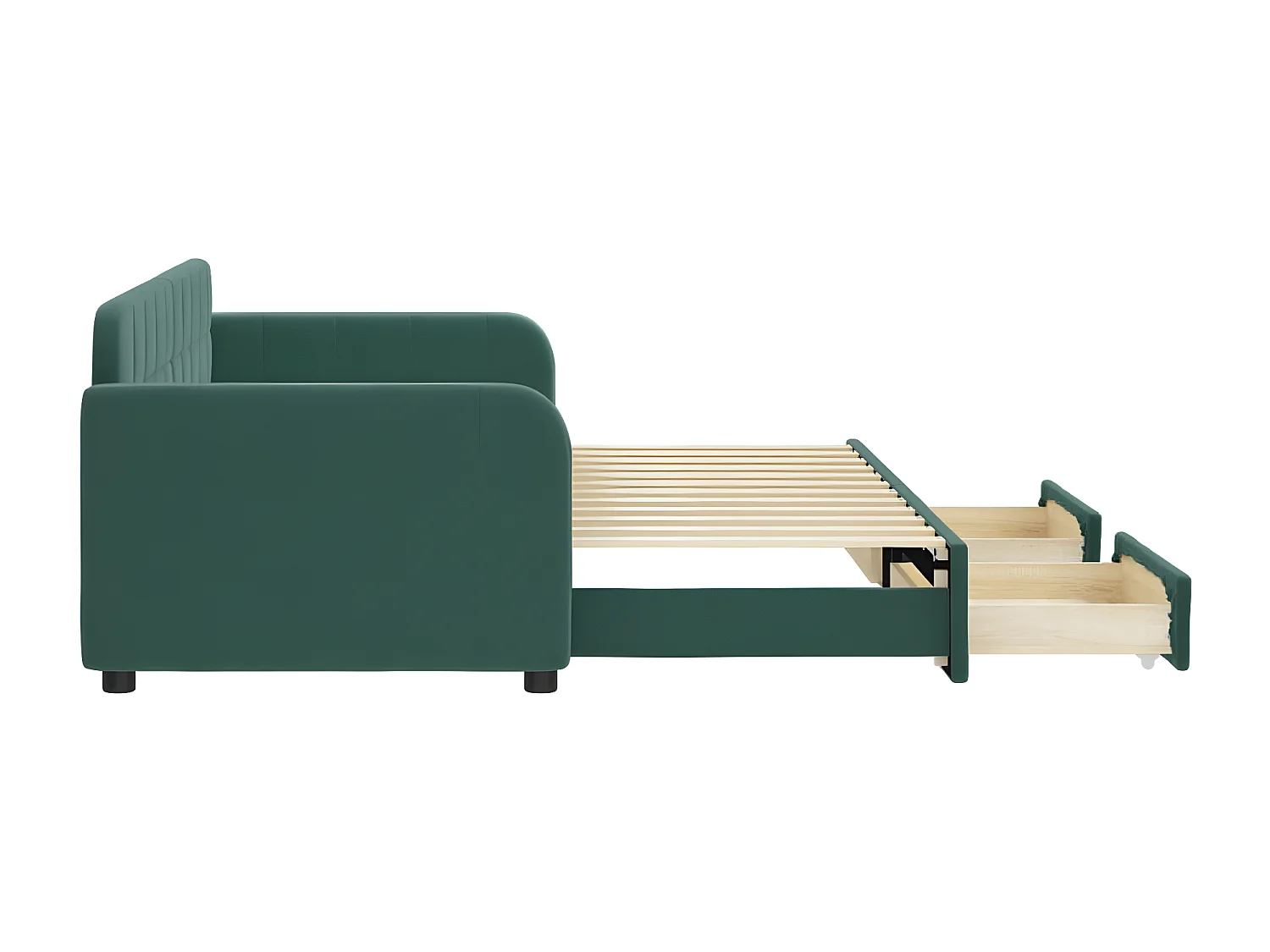 Sofá-cama c/ gavetão e gavetas 80x200cm veludo verde-escuro