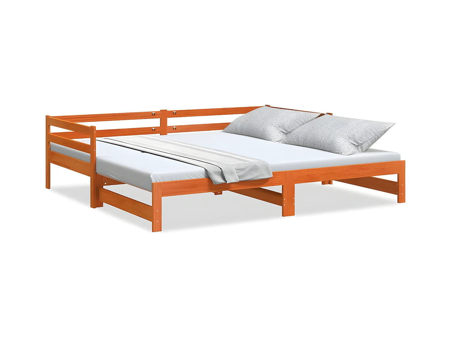 Sofá cama nido madera maciza de pino marrón cera 90x190 cm