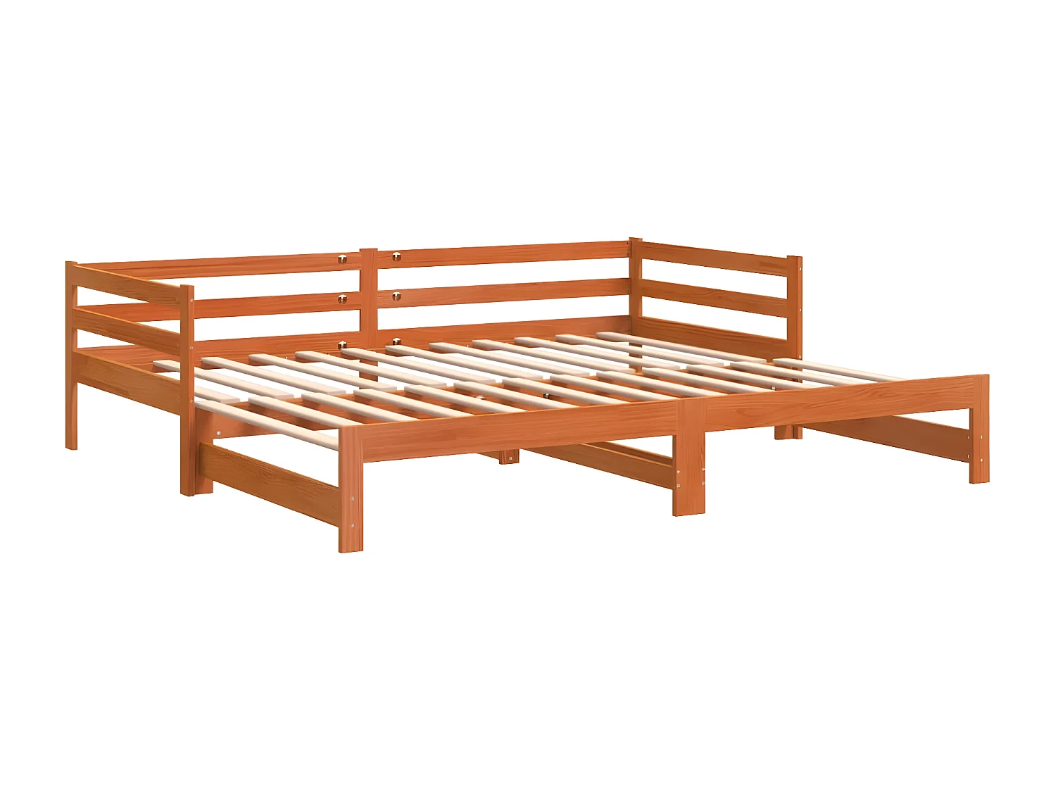 Lit de jour avec lit gigogne cire marron 90x190 cm pin massif