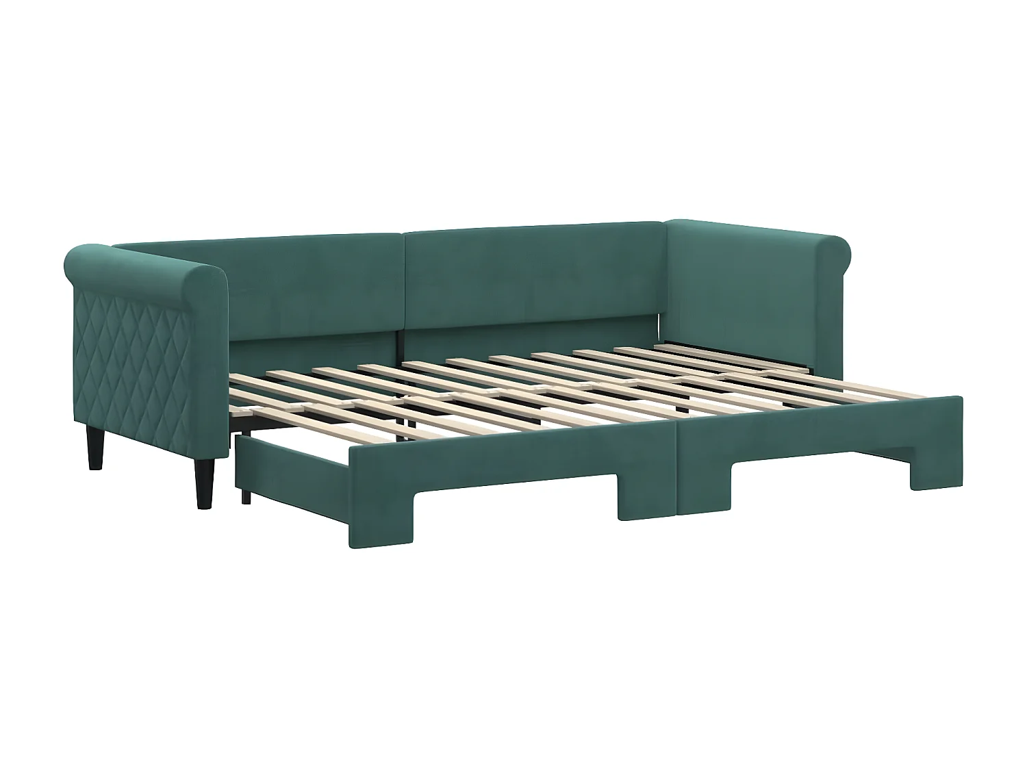 Sofá-cama com gavetão 80x200 cm veludo verde-escuro