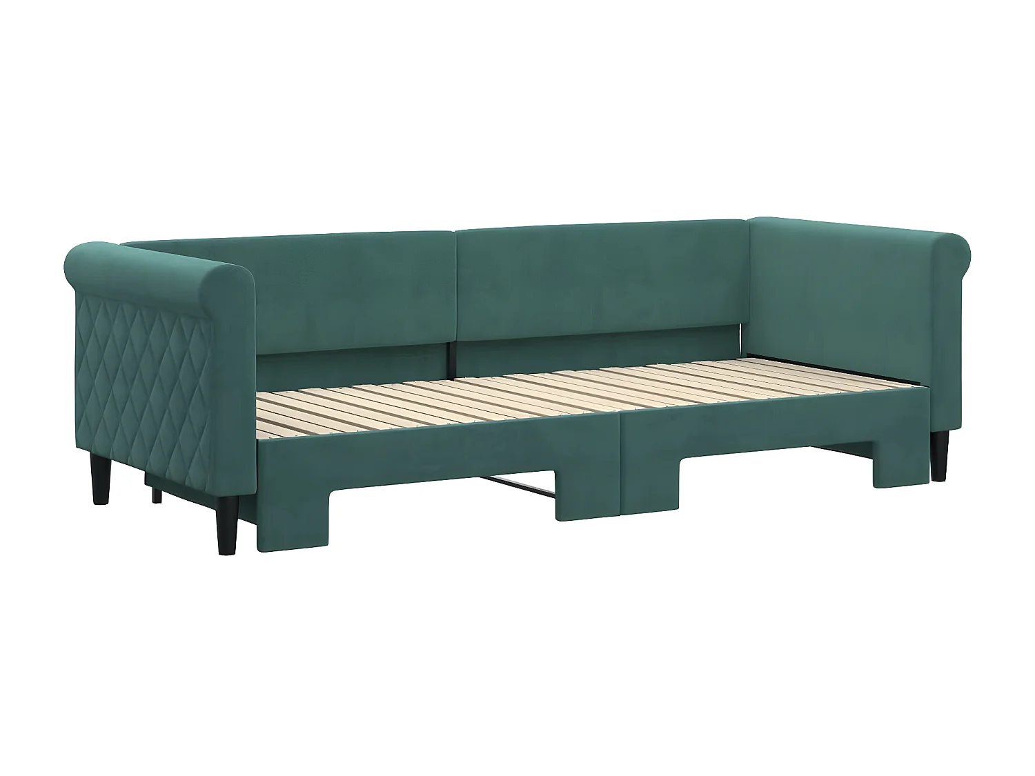 Sofá-cama com gavetão 80x200 cm veludo verde-escuro