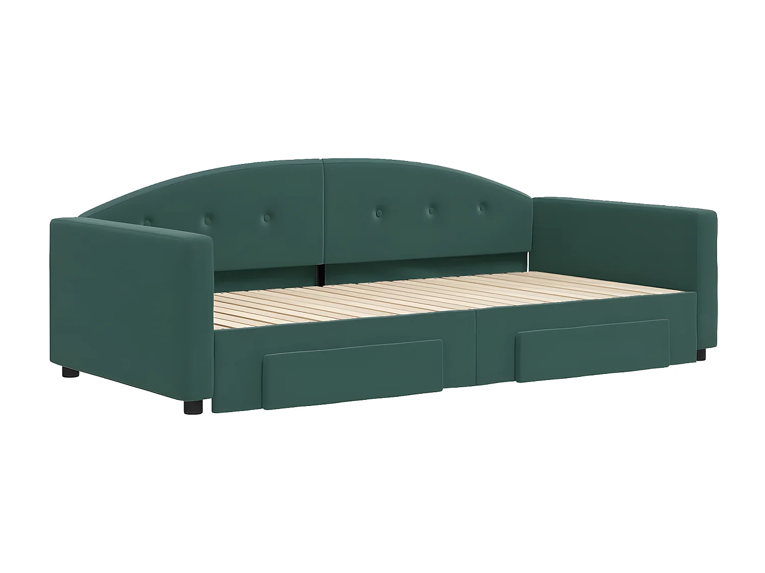 Sofá cama nido con cajones terciopelo verde oscuro 100x200 cm