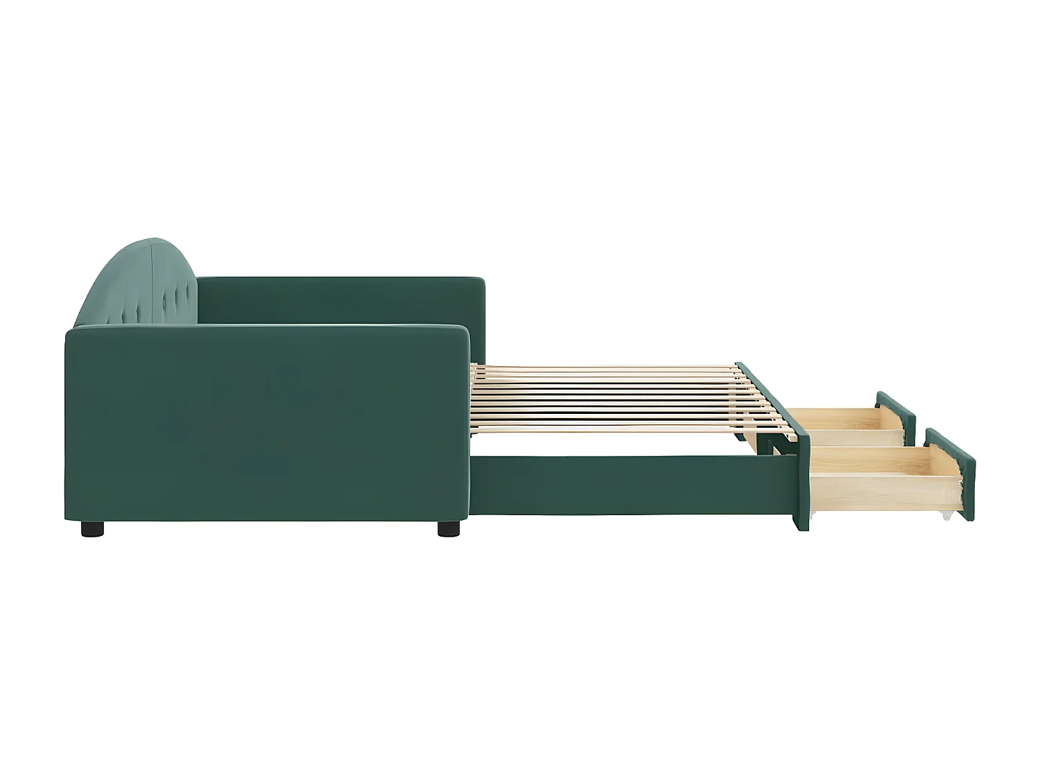 Sofá cama nido con cajones terciopelo verde oscuro 100x200 cm