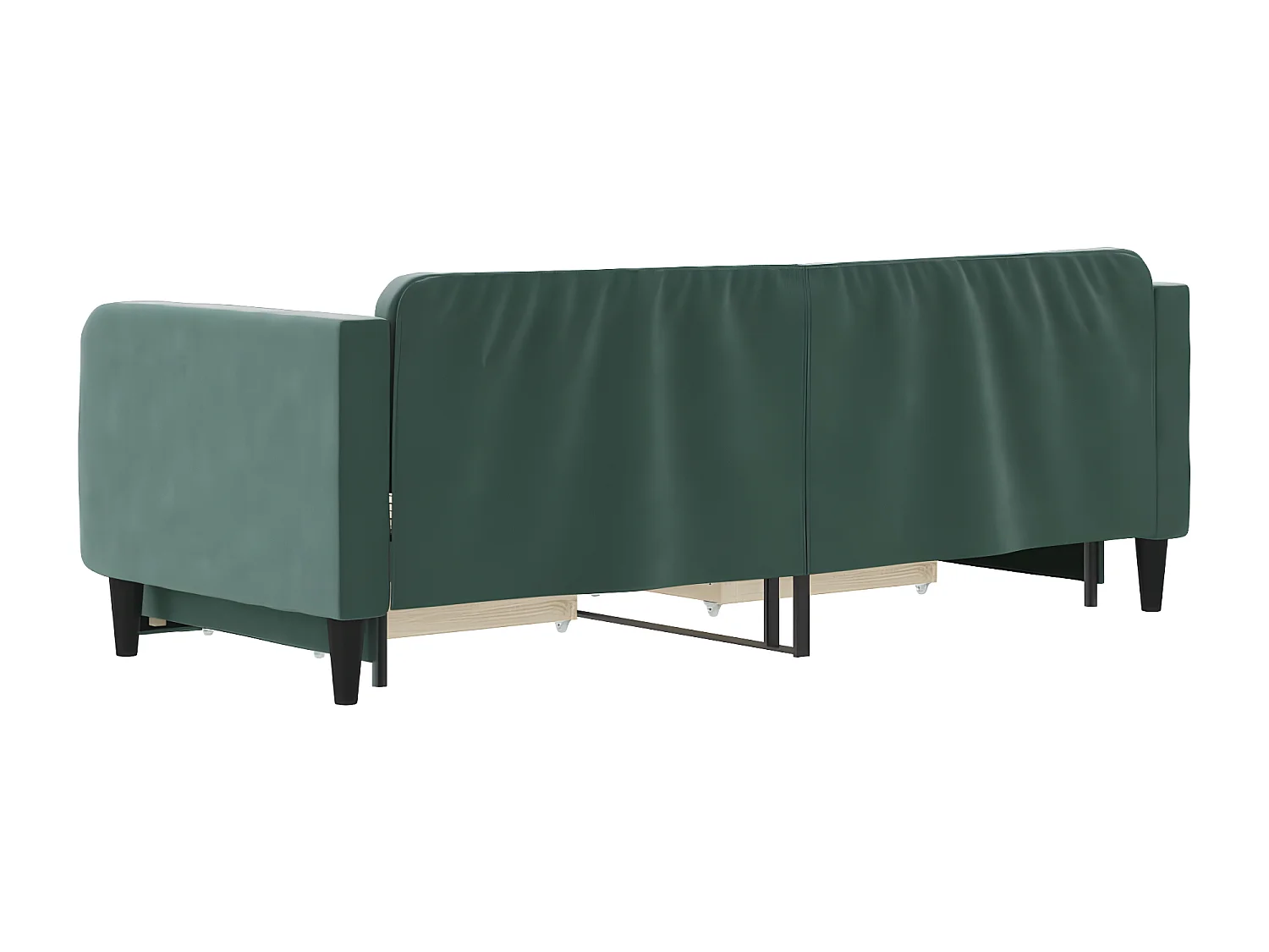 Sofá-cama c/ gavetão e gavetas 80x200cm veludo verde-escuro