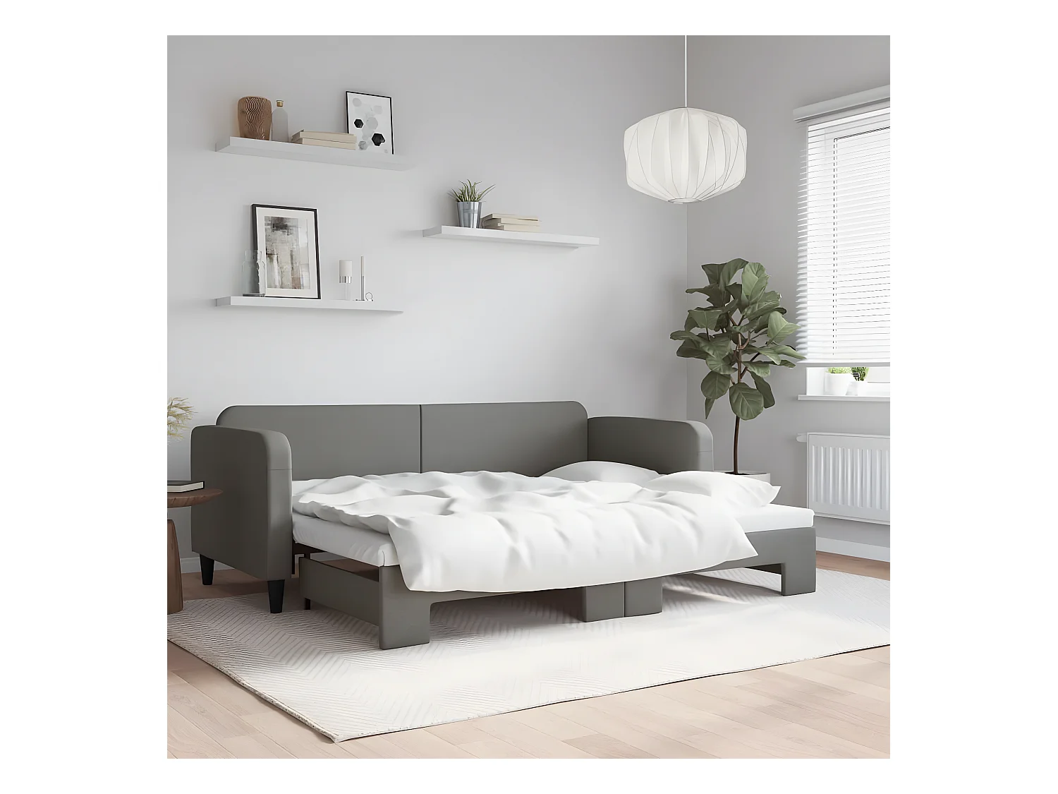 Sofá cama nido tela gris oscuro 80x200 cm