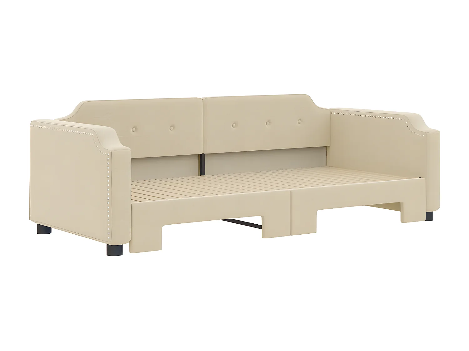 Lit de jour avec lit gigogne crème 90x200 cm tissu