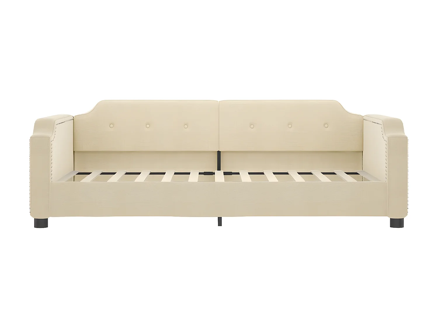 Lit de jour avec lit gigogne crème 90x200 cm tissu