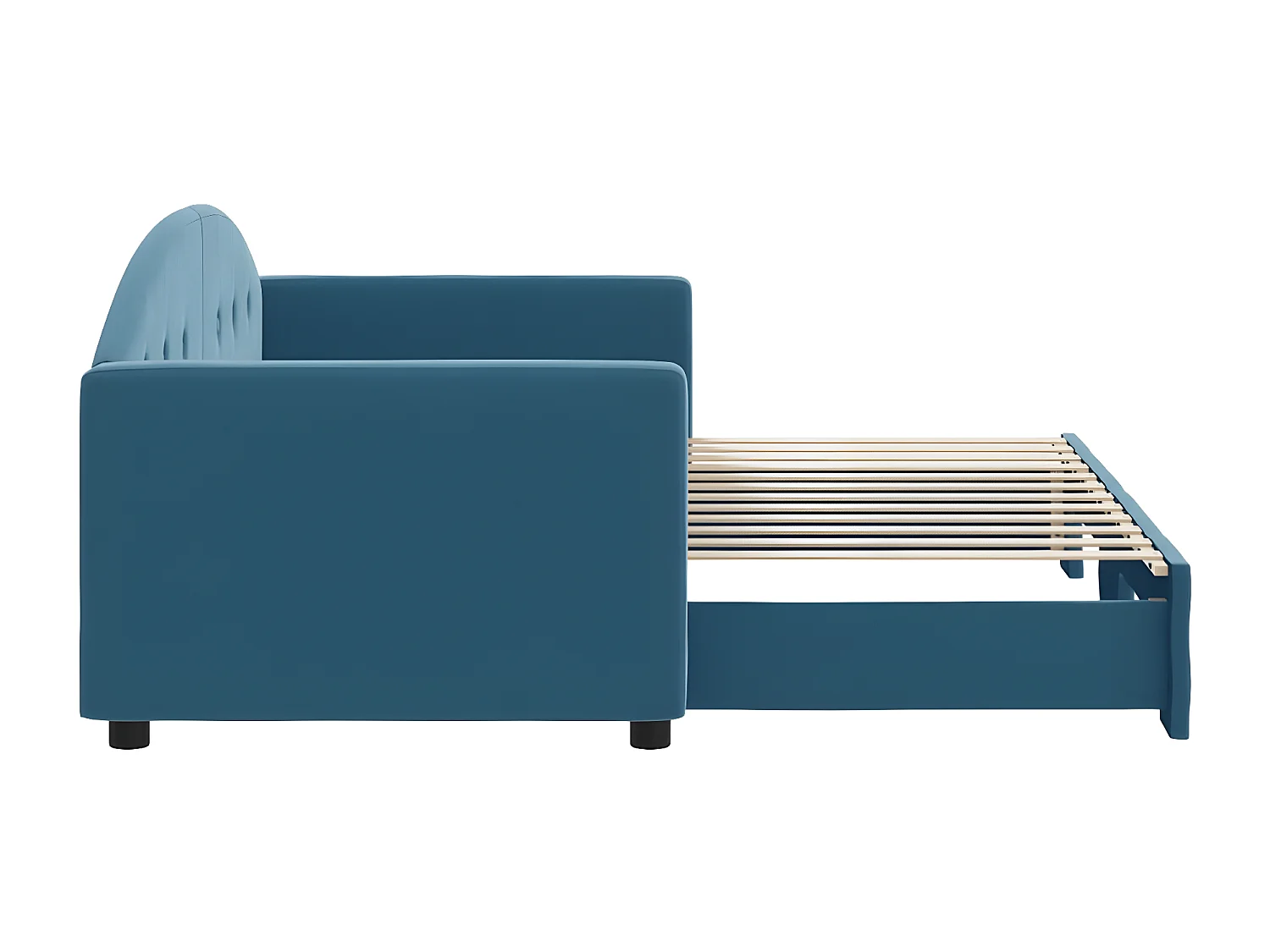 Lit de jour avec lit gigogne bleu 80x200 cm velours