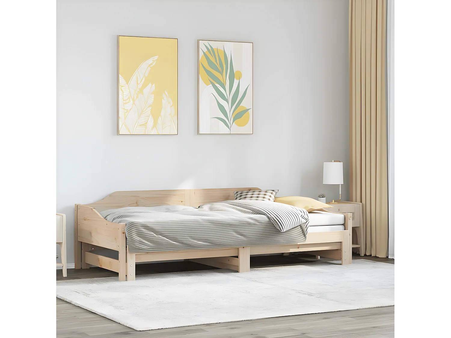 Lit de jour avec lit gigogne 80x200 cm bois de pin massif