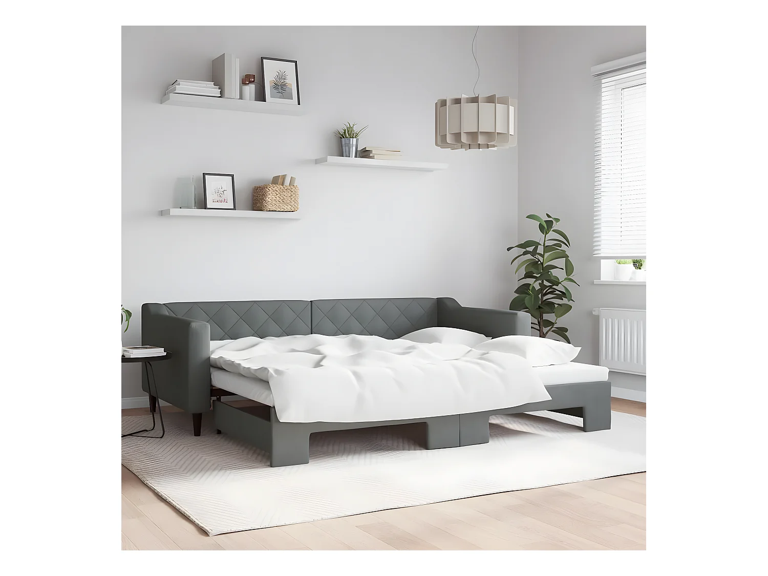 Sofá cama nido tela gris oscuro 90x200 cm