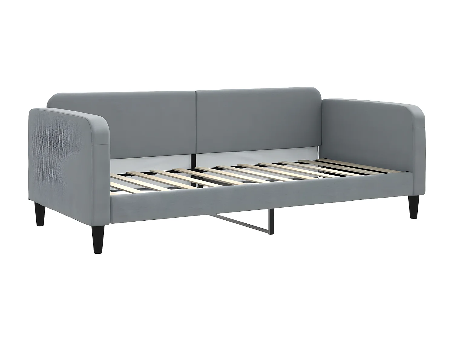 Lit de jour avec gigogne et matelas gris clair 90x200 cm tissu