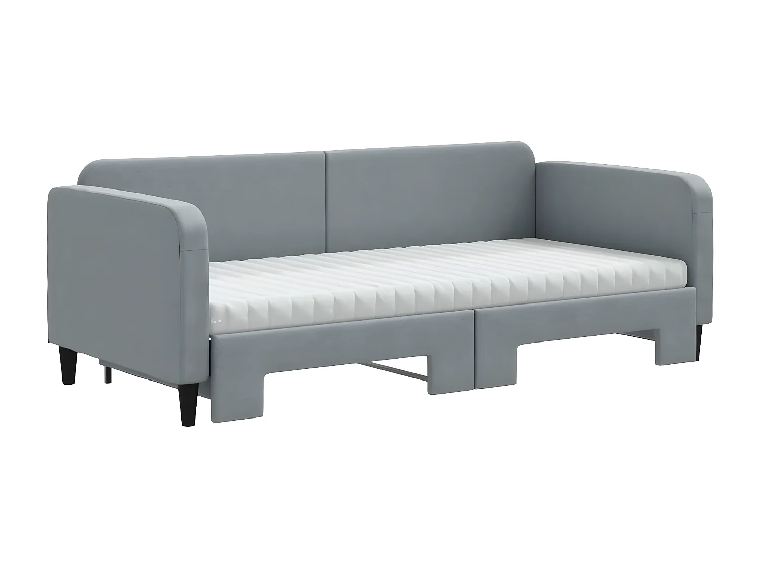 Sofá-cama c/ gavetão e colchões 90x200 cm tecido cinzento-claro