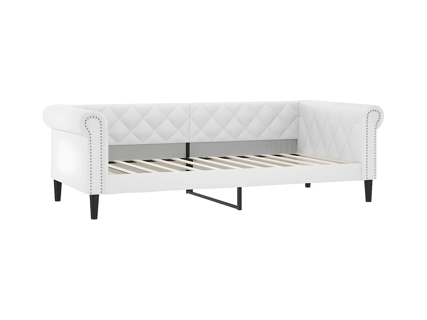 Lit de jour et lit gigogne et matelas blanc 90x200cm similicuir