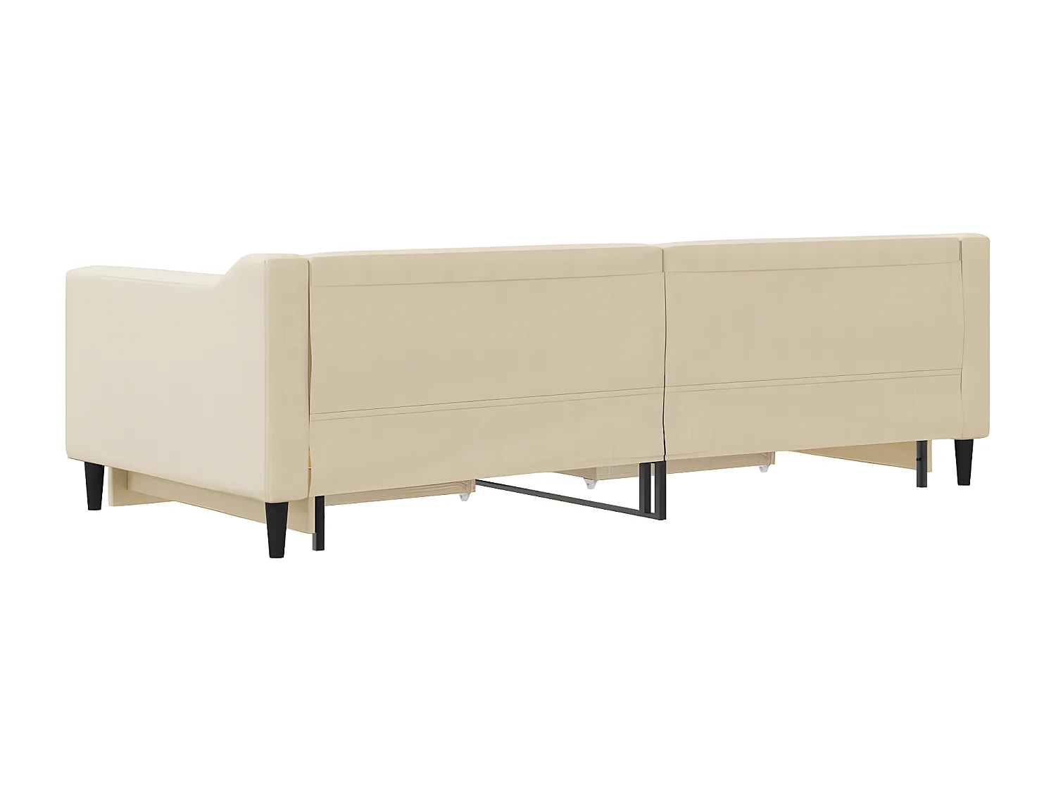 Sofá-cama com gavetão e gavetas 90x200 cm tecido cor creme