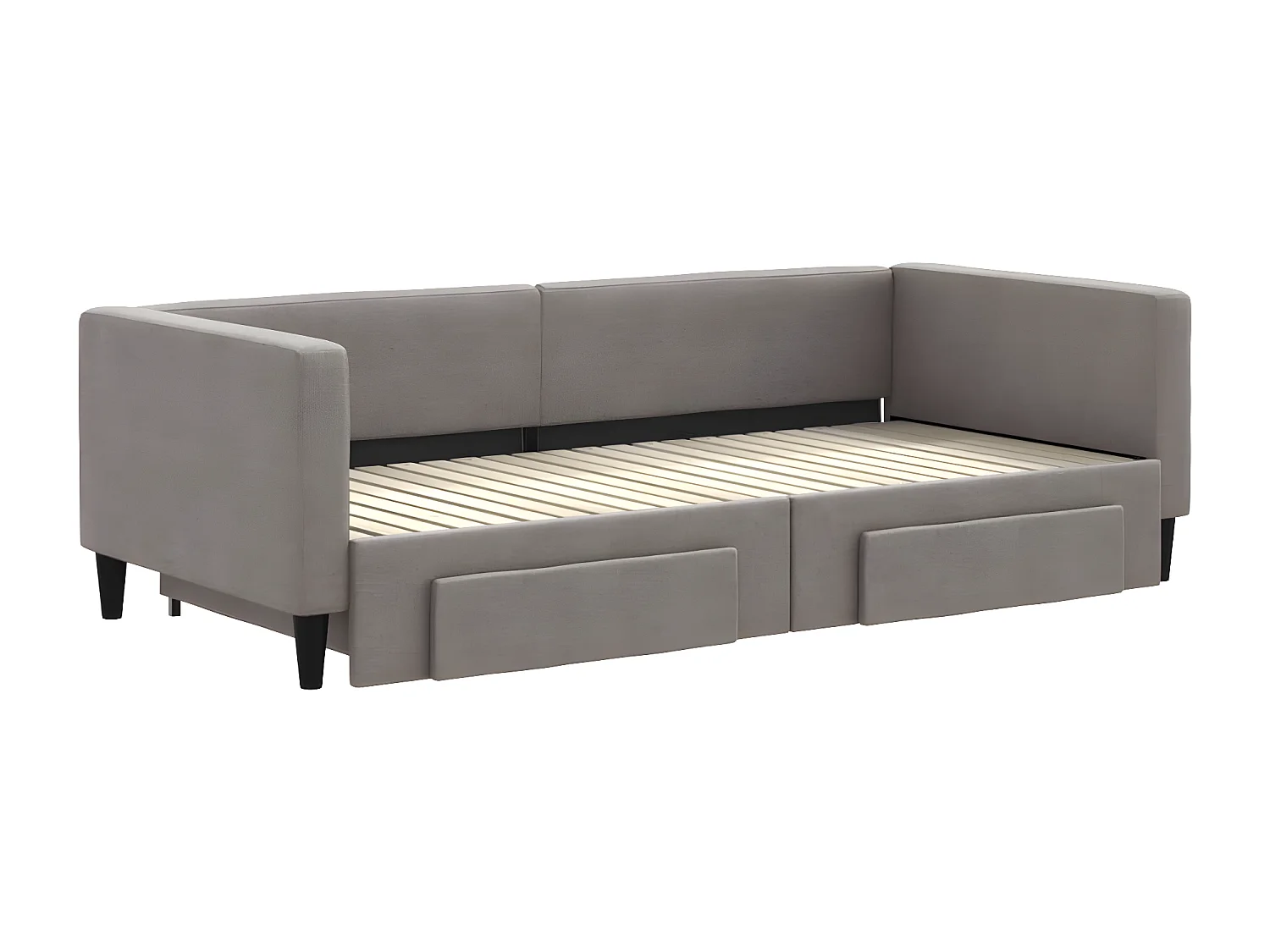 Sofá cama nido con cajones tela gris taupe 90x200 cm