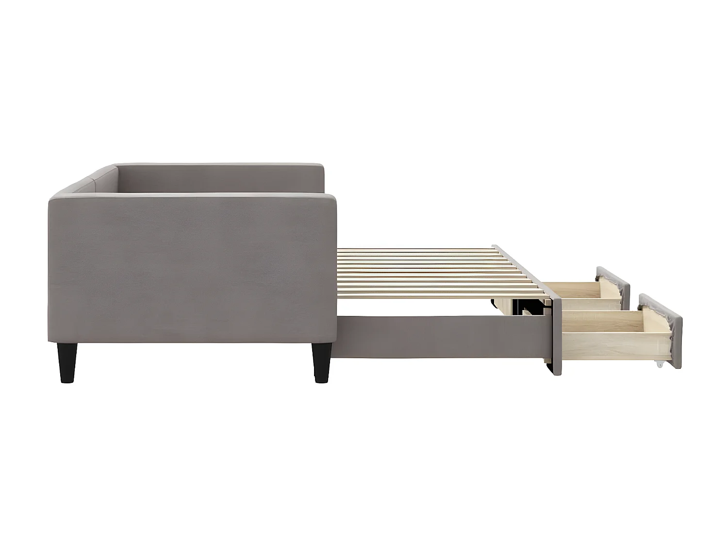 Sofá cama nido con cajones tela gris taupe 90x200 cm