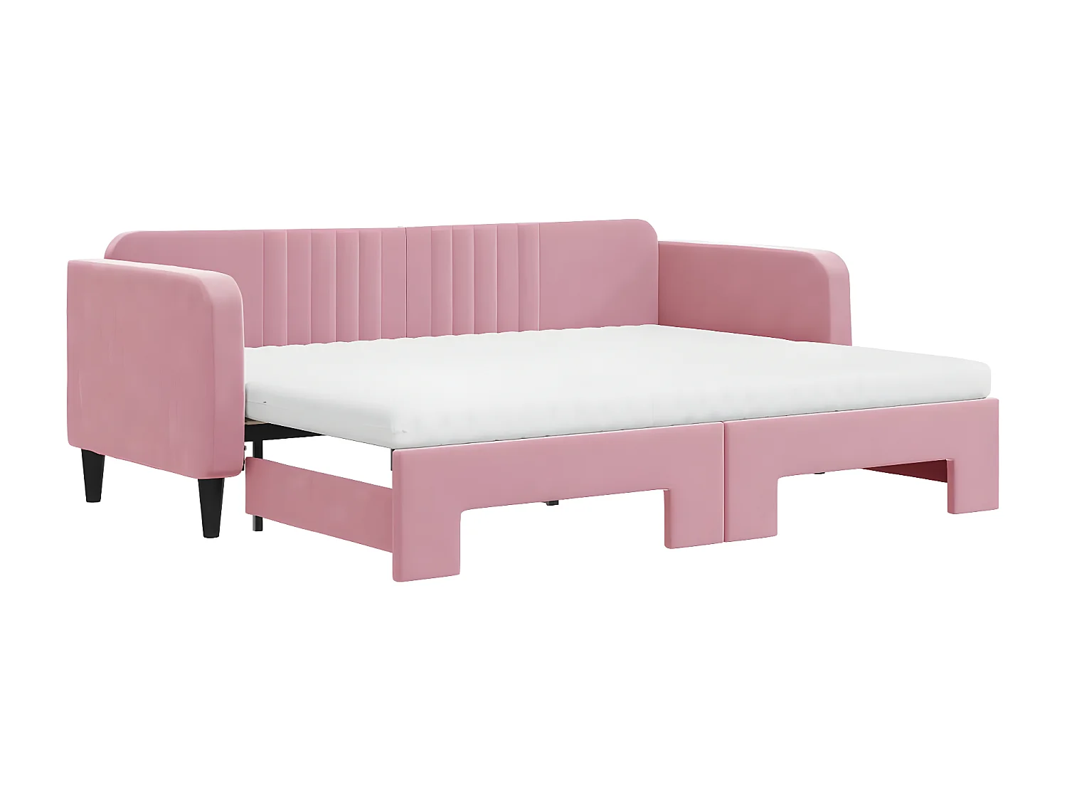 Sofá cama nido con colchón terciopelo rosa 80x200 cm