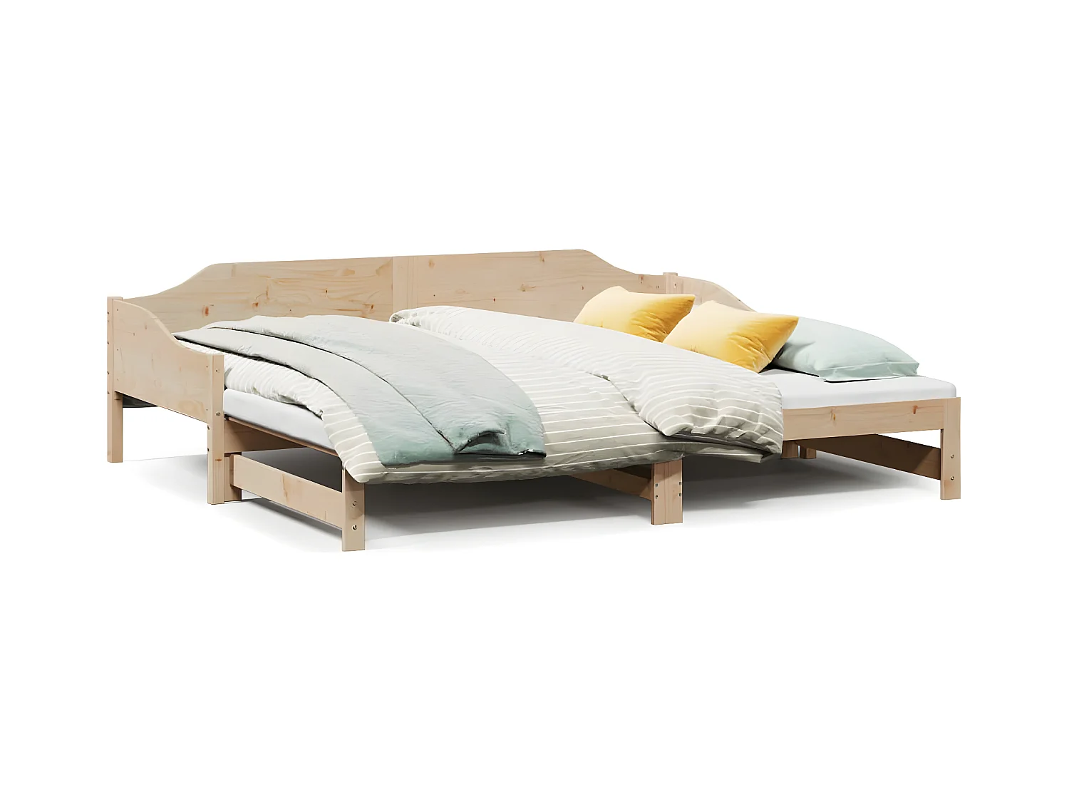 Lit de jour avec lit gigogne 90x200 cm bois de pin massif