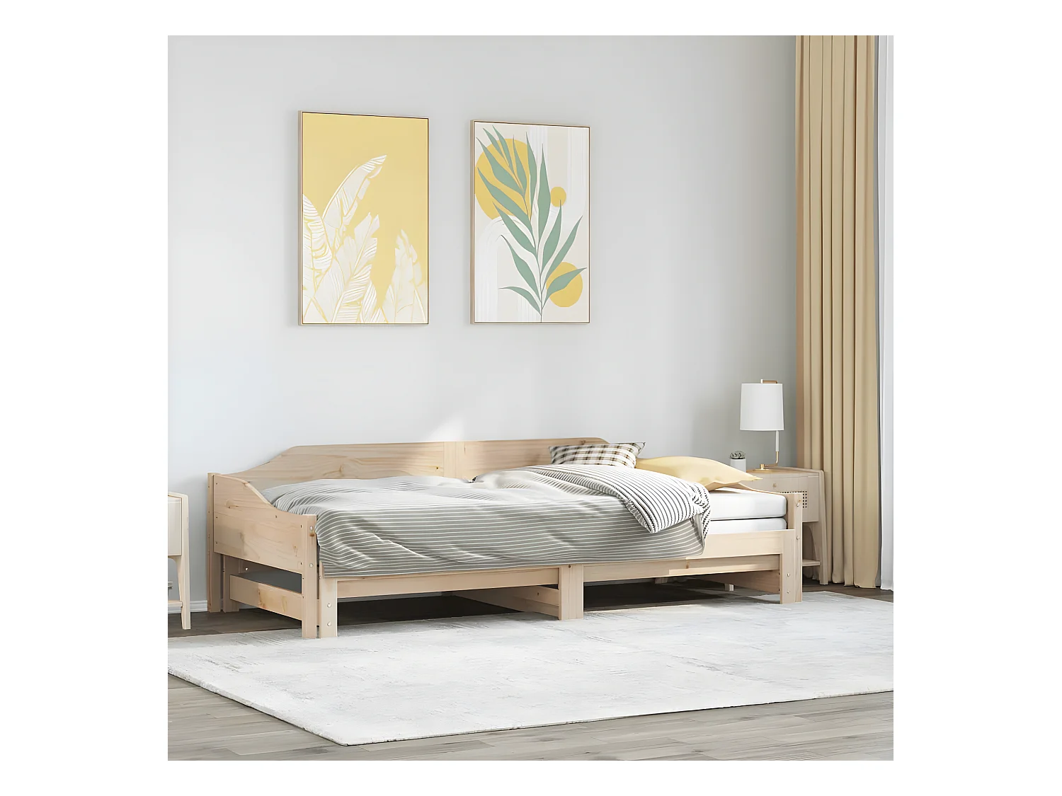 Lit de jour avec lit gigogne 90x200 cm bois de pin massif