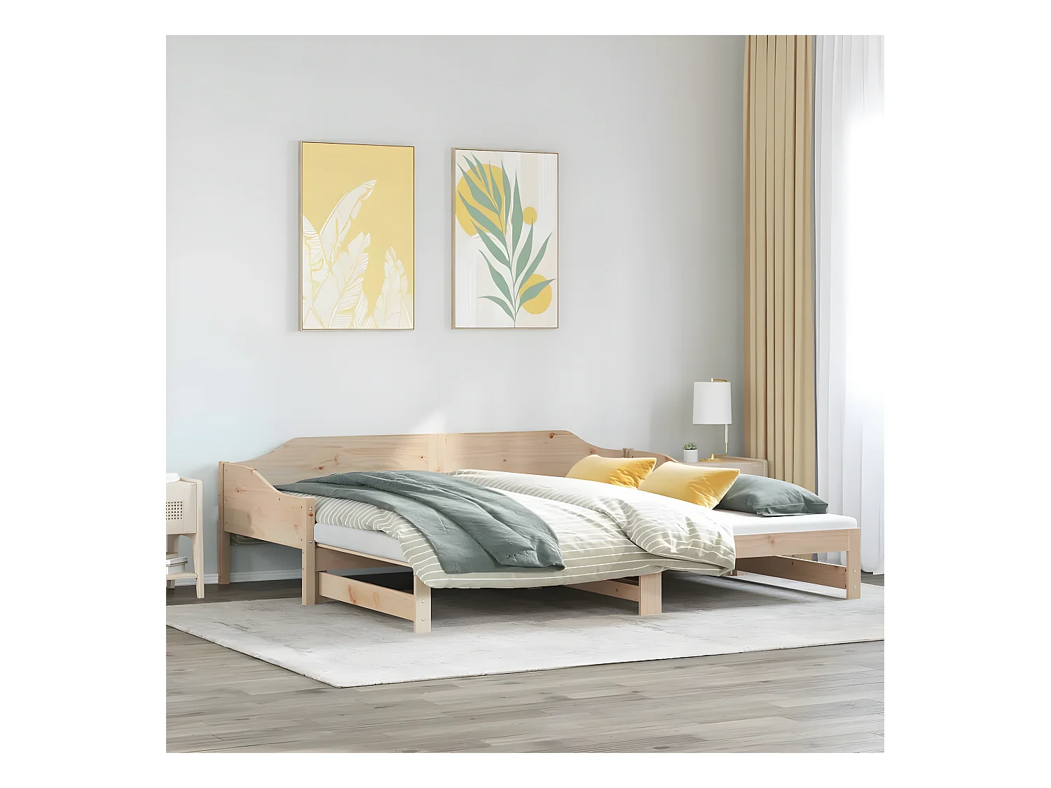 Lit de jour avec lit gigogne 90x200 cm bois de pin massif