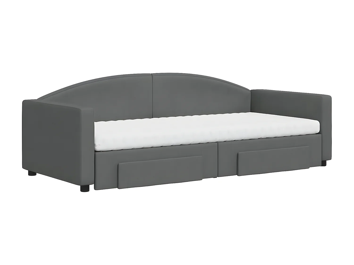 Sofá-cama c/ gavetão e gavetas 90x200 cm tecido cinzento-escuro