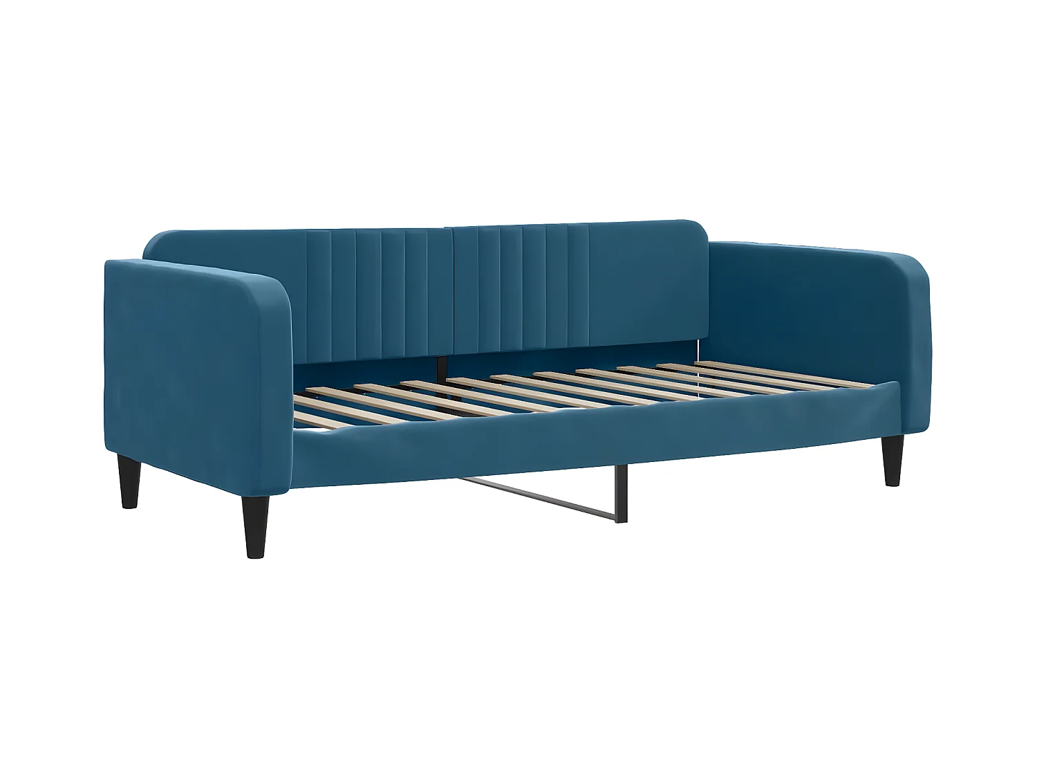 Sofá-cama com gavetão e gavetas 90x200 cm veludo azul