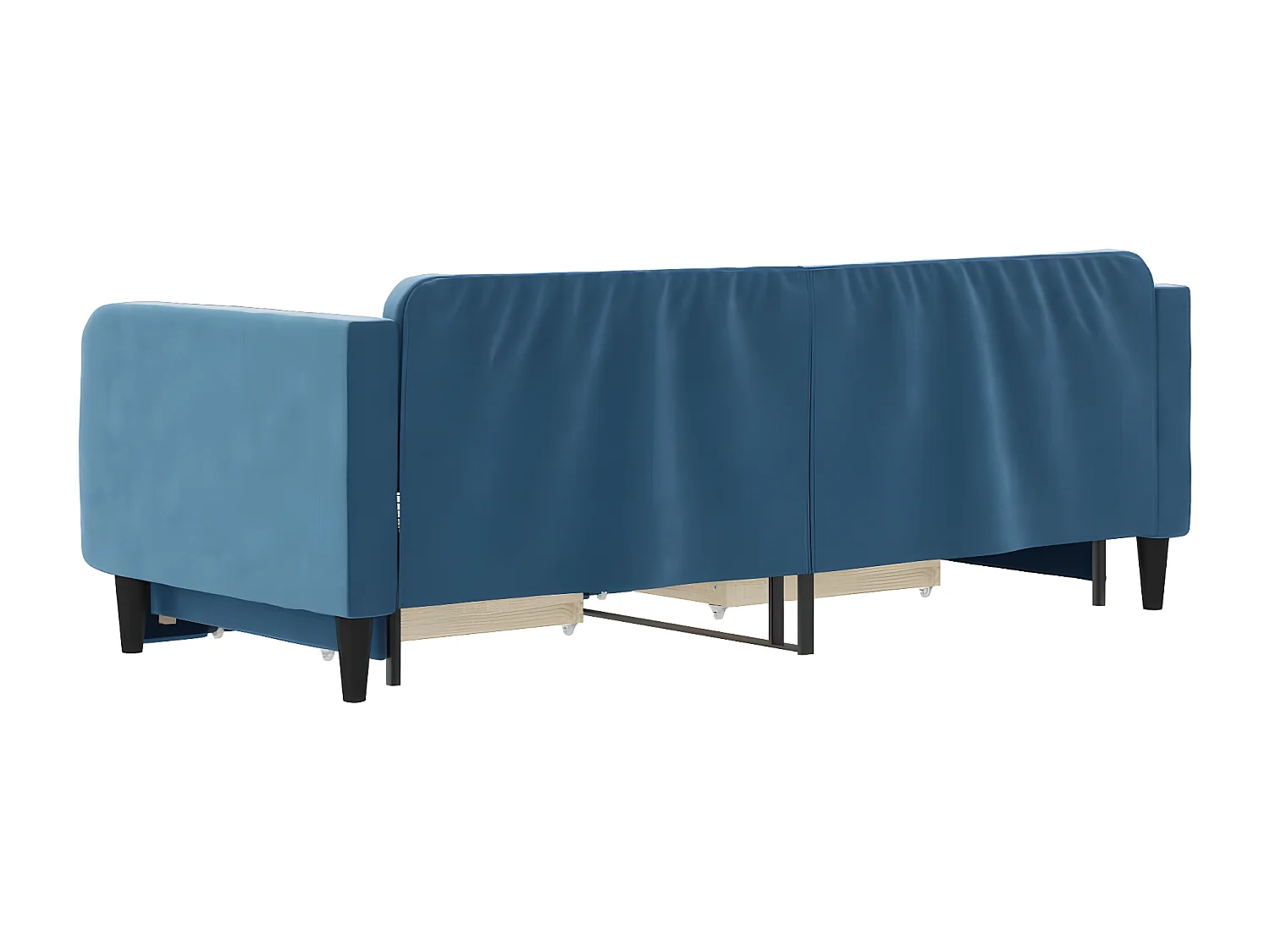 Sofá-cama com gavetão e gavetas 90x200 cm veludo azul