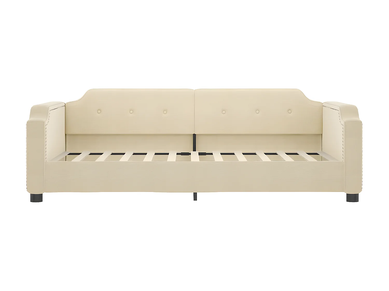 Sofá-cama com gavetão e gavetas 90x200 cm tecido cor creme