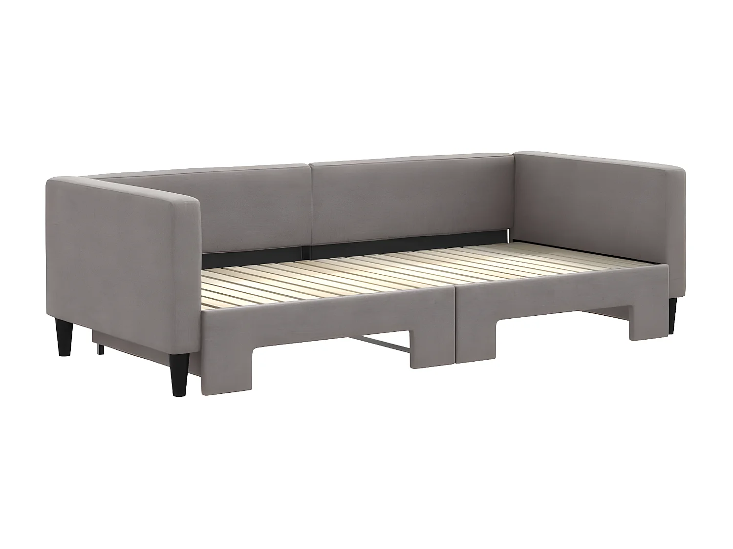 Lit de jour avec lit gigogne taupe 90x200 cm tissu