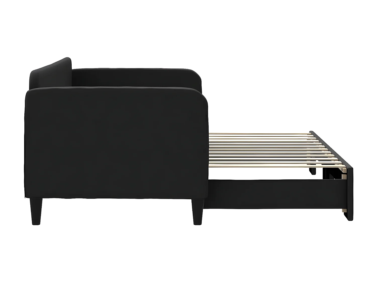 Lit de jour avec lit gigogne noir 80x200 cm tissu