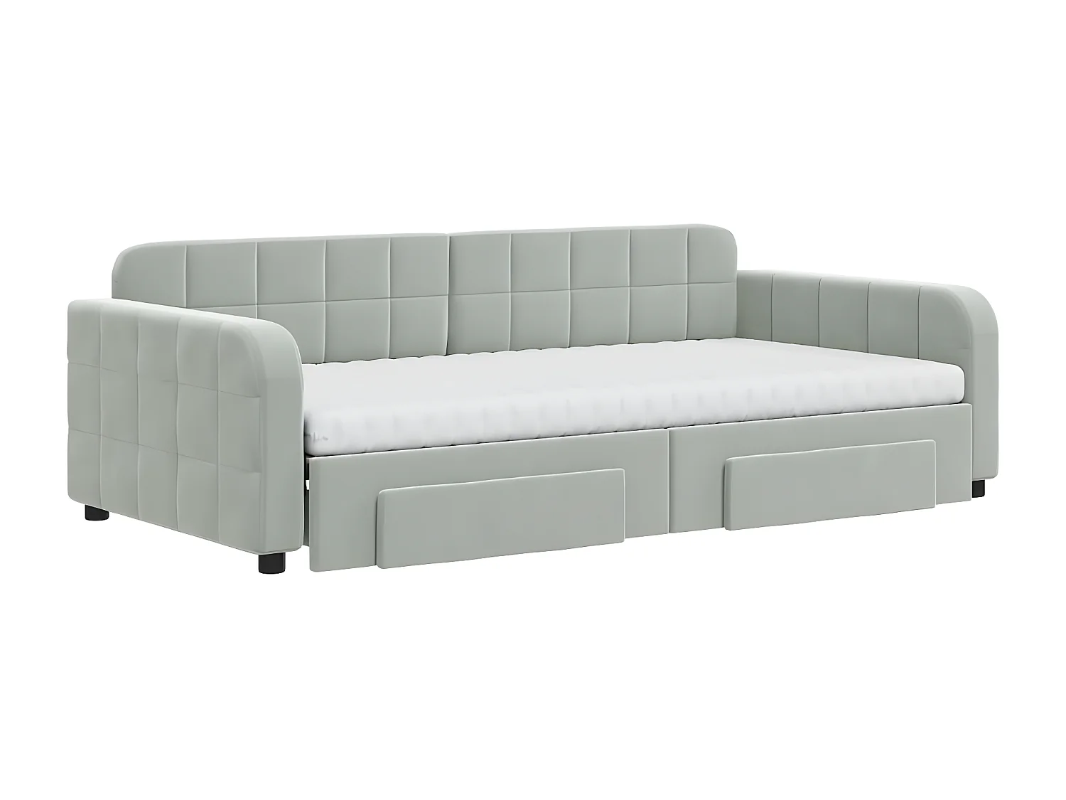 Sofá-cama c/ gavetão e gavetas 100x200 cm veludo cinzento-claro