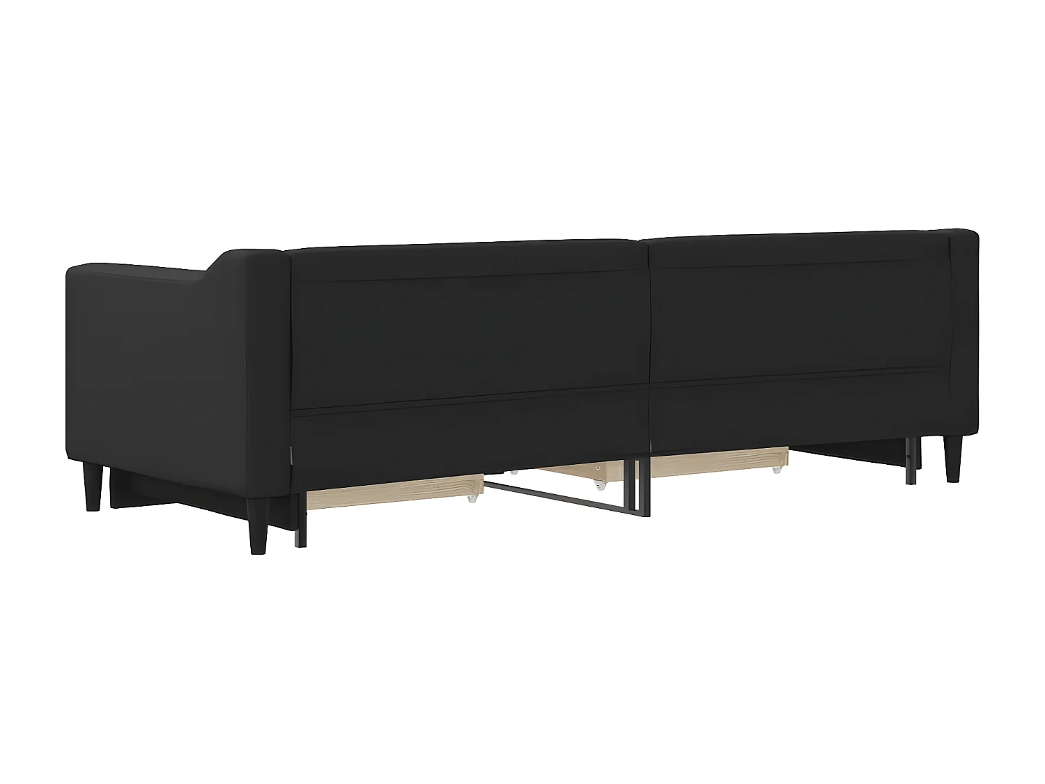 Lit de jour avec gigogne et tiroirs noir 80x200 cm tissu