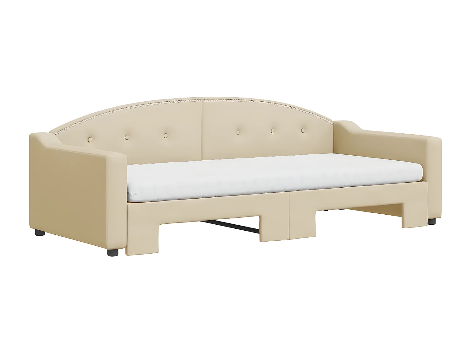 Sofá-cama c/ gavetão e colchões 90x200 cm tecido cor creme