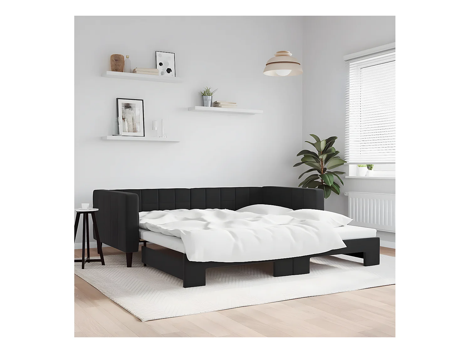 Sofá cama nido terciopelo negro 100x200 cm