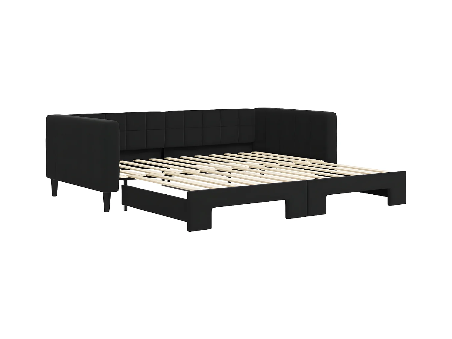 Lit de jour avec lit gigogne noir 100x200 cm velours