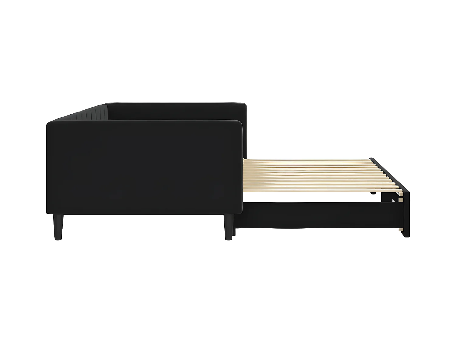 Lit de jour avec lit gigogne noir 100x200 cm velours