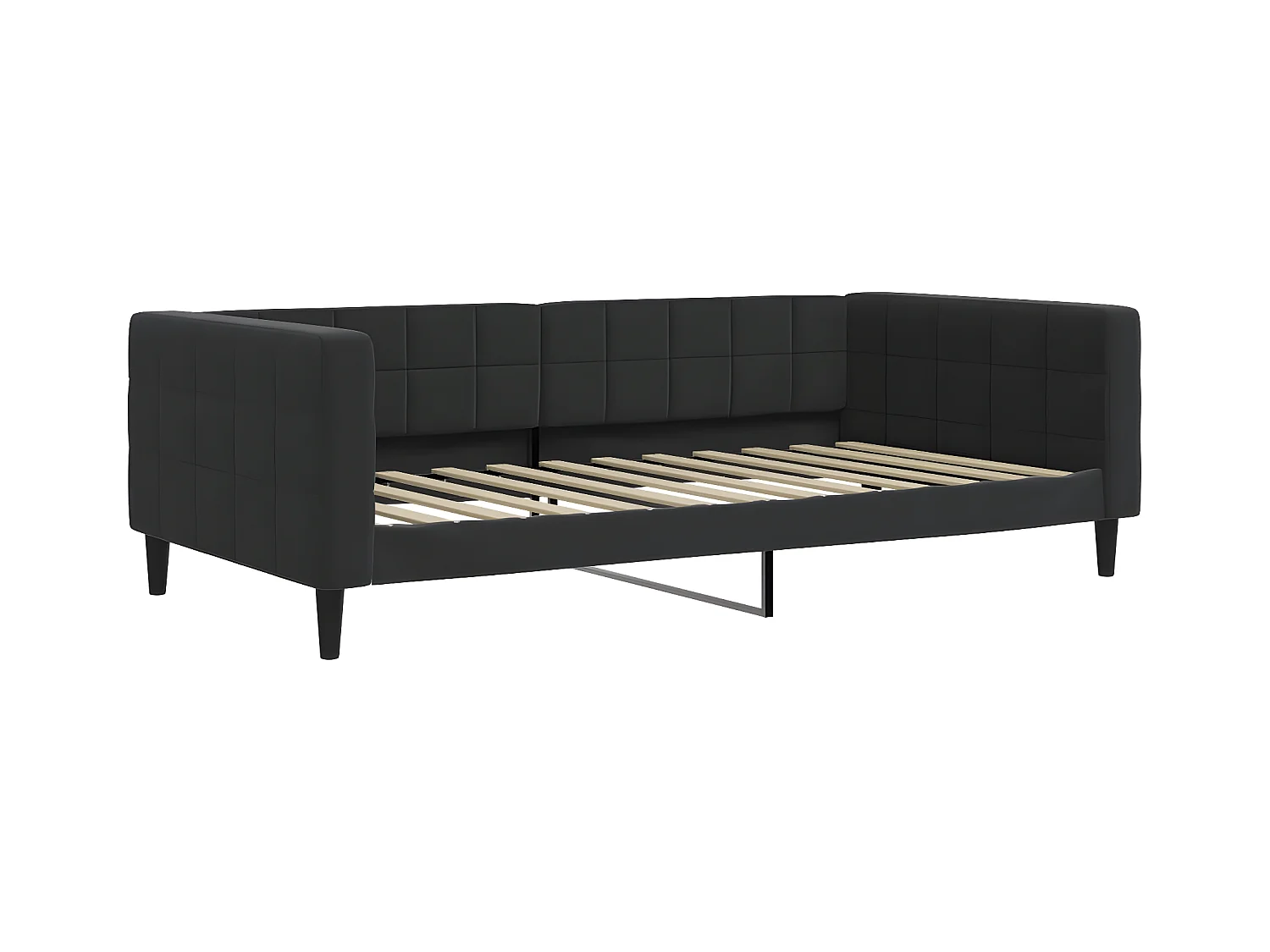 Lit de jour avec lit gigogne noir 100x200 cm velours