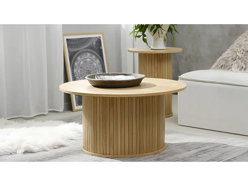 Table basse bois naturel alba 90x90cm