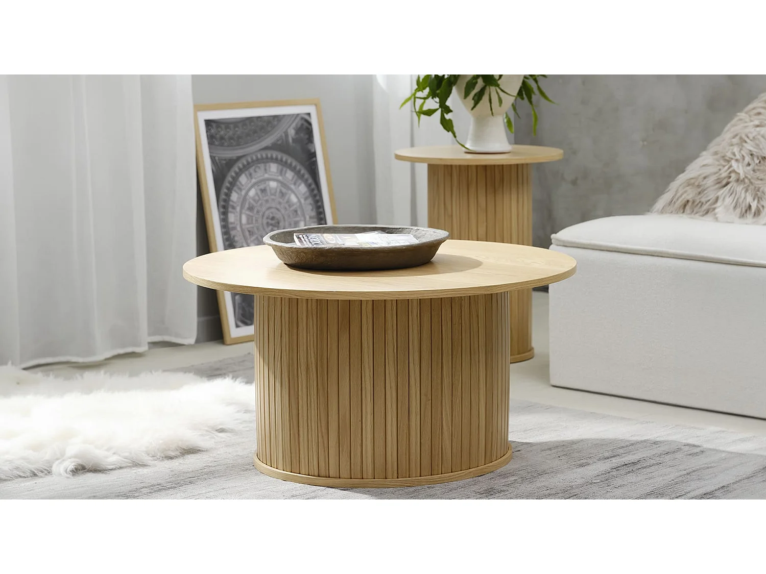 Table basse bois naturel alba 90x90cm